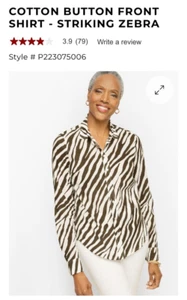 Talbots Neu mit Etikett 100 % Baumwolle Zebramuster Button-Down-Shirt Damen Übergröße XL - Bild 1 von 11