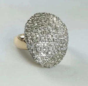 14k Gelbgold Pave' Diamant Oval Sattel Cocktail Ring Designer HOU 7,52gm Größe 5 - Bild 1 von 12