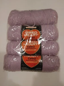 Vintage Red Heart Caress Acrylic/Nylon Brushed Yarn - 4 Skeins Lavender #583 - Picture 1 of 8