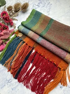 Rainbow hand woven scarf OR Table Runner, Boho Shawl - Picture 1 of 16