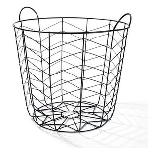 Extra Large Designer Black Finished Wire Metal Basket Waste Home Decor w/ Handle - Picture 1 of 1