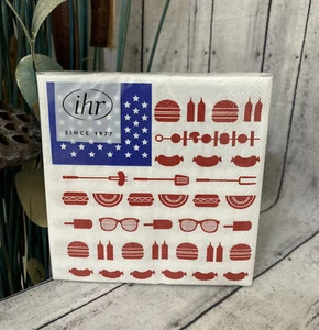 COCKTAIL NAPKINS AMERICAN FLAG-COOKOUT GRILLING STARS & STRIPES BRAND NEW! - Picture 1 of 3