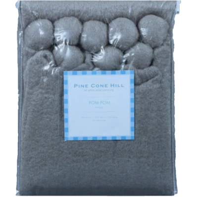 PINE CONE HILL/Annie Selke~GRAY~POM POM~Throw~Wool Blend~50 x 70~WARM~NWT~ - Imagem 1 de 3