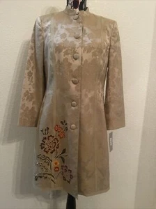 Sigrid Olsen Womens Damascus Long Jacket/Coat/Dress Floral Embroidered Size 8 - Picture 1 of 19