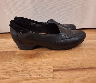 Womens Rockport Cobb Hill Abbott Black 9 Soft Leather Comfort Shoes Loafers Low - Image 1 of 4