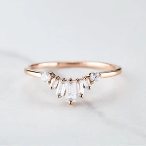 Baguette Moissanite Tiara Ring Enhancer Wedding Band Promise Anniversary Gift - Picture 1 of 21
