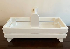 Cesto bianco in legno fatto a mano per cucina o bagno ispirato a portafrutta - Foto 1 di 12
