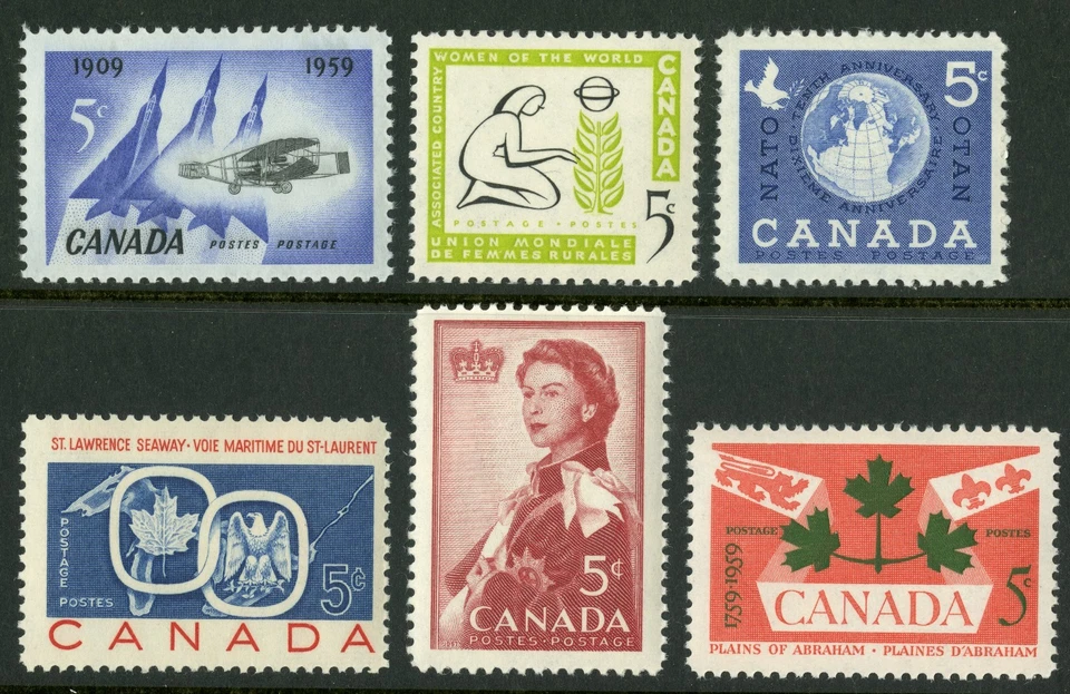Canada   1959   Unitrade # 383-388   Complete Mint Never Hinged Year Set - Image 1 of 1