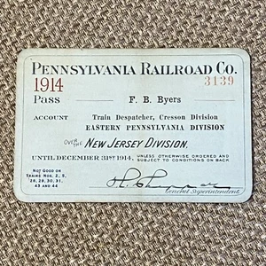 Pennsylvania Railroad 1914 Pass PRR Mitarbeiter Zug Disponent New Jersey NJ - Bild 1 von 11
