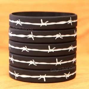 Lote de Pulseras Línea Gris Plateado Delgadas Alambre de Púas - Oficiales de Correcciones - Imagen 1 de 10