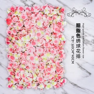 1Pc Artificial Pink Yellow Hydrangea Flower Backdrop Wall Panel Wedding Party - Picture 1 of 1