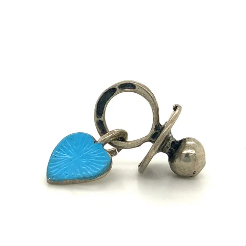 Vtg Sterling Signed 800 Baby Pacifier with Heart Enamel Charm Figure Miniatures Cover