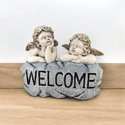Cherub Twins Welcome Statue - Grave Ornament - Image 1 of 3