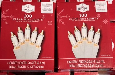 (2) NUEVAS mini luces transparentes Holiday Time con cable BLANCO 19,5 pies 200 TOTAL Foto 1 de 4
