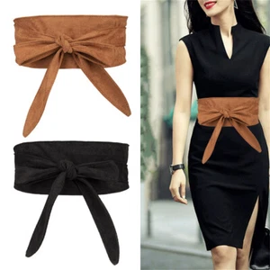 Women Velvet Bow Belt Sash Tie Corset Waist Cinch Wide Waistband for Dress - Picture 1 of 11