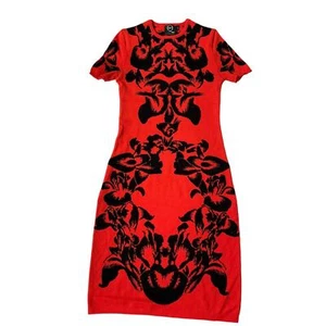 Abito body donna McQ Alexander McQueen rosso arancione/nero in maglia taglia XS | 58-52 - Foto 1 di 5
