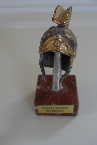 Miniature Romano Centurione Roman Centurion Helmet 1.75" metal on marble stand - Picture 1 of 3