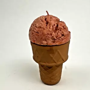 Food Candle Ice Cream Cone Pink Decorative Realistic Wax Candle Small ~4"x3" - Picture 1 of 7