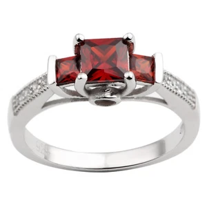 925 Sterling Silber Ring Damen Schmuck 3 Steine quadratische Steine - Bild 1 von 11