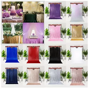 Cortinas de telón de fondo de fiesta lentejuelas boda cumpleaños fotografía escenario cortinas 4x7 pies - Imagen 1 de 33