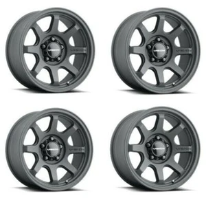 Set 4 16" Vision Off-Road 351 Flow Satin Black Wheels 16x8 5x5.5 Truck Rims 0mm - Picture 1 of 14
