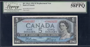 1954 Bank of Canada $5 Replacement Note - Legacy Choice AU 58 PPQ - Picture 1 of 2