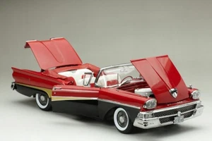 Platinum Ford Fairlane 500 Open Convertible 1958 1/18 scale diecast Torch Red/Bk - Picture 1 of 17