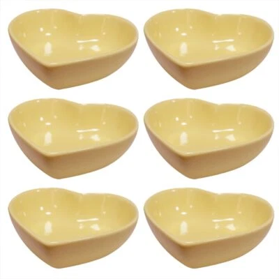 6 pcs Yellow Heart Shaped Porcelain Soy Sauce Dish Ceramic Dip Dipping Bowls ... - Image 1 of 4