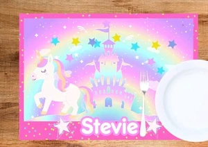 PERSONALISED Children's Placemat - UNICORN. Childs, Kids, GIRLS. Table Saver Mat - Picture 1 of 1