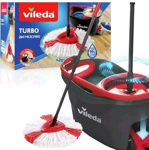 Juego de fregona y cubo de microfibra Vileda Turbo cabezal fregona giratoria para limpiar pisos rojo - Imagen 1 de 1