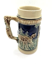 Antique Small German Beer Stein, 5" tall Deer and Woodland Scene - Picture 1 of 7
