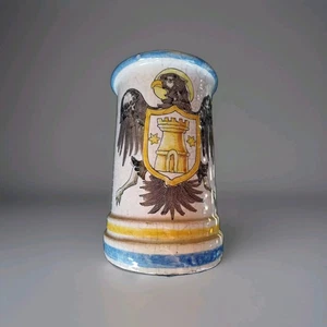 Albarello maiolica XIX secolo - decoro mano Aquila araldica -Sicilia Occidentale - Foto 1 di 5