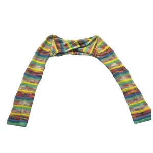Wild Fable Knit Shrug Bolero Striped Multicolor Rainbow Sleeves Small - Picture 1 of 6