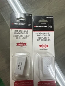 Monster CAT 5E IN-LINE COUPLER AND CAT 6 IN-LINE COUPLER RJ45 DATACOM WHITE NEW - Picture 1 of 6