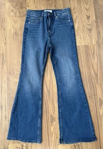 Topshop Jamie Flare Blue Jeans Size 12 W30 L30 Cotton Stretch - Picture 1 of 3