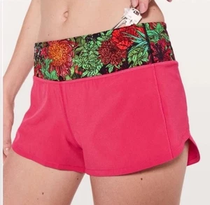 Lululemon Speed Up Shorts Women’s Size 6 Pink Garden Zen Tropical Run Active - Picture 1 of 7