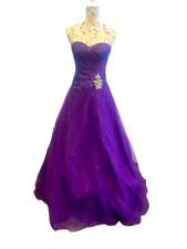 Purple Prom Dress Approx. Size 6 Ball Gown Princess Diamante Details Charity