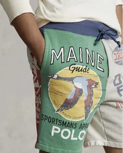 Polo Ralph Lauren Men Patchwork Maine Guide 7.5” Fleece Shorts All Size's - Picture 1 of 10