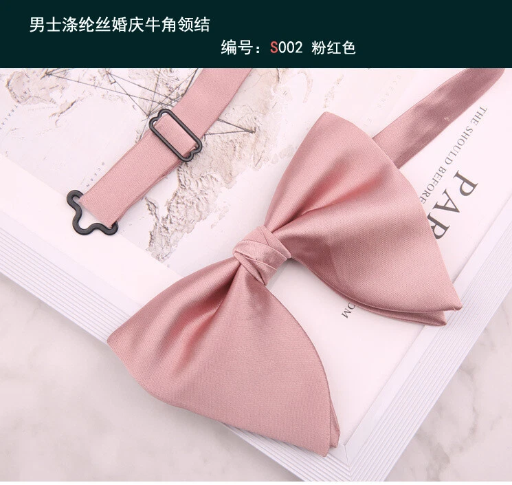 Pajarita grande de seda satinada de gran tamaño para hombres preatada boda fiesta corbatas moños Foto 1 de 4