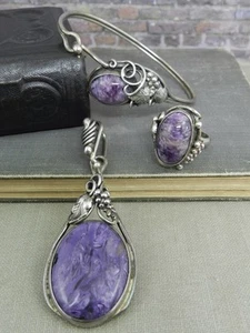 Colgante, pulsera o anillo 925 de vid de caroita púrpura esterlina (tú eliges) - Imagen 1 de 12