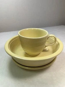 Fiestaware Yellow Tea Cup W/ Saucer And 7”Bowl Homer Laughlin USA EUC - Picture 1 of 12