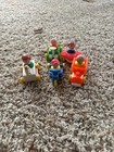 Vintage 1960s FISHER-PRICE LITTLE PEOPLE 10 Piece- 5 Vehicles /5 People
