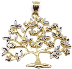 GOLd 14k tree of Life pendant family charm necklace Love Gift Solid her 1.35” - Picture 1 of 12