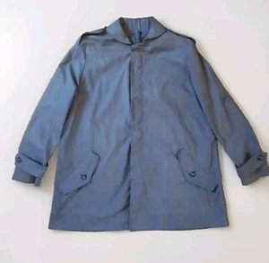 Designer Trine Lindegaard Handmade Waxed Cotton Blue Jacket Overcoat Size Large - Picture 1 of 24