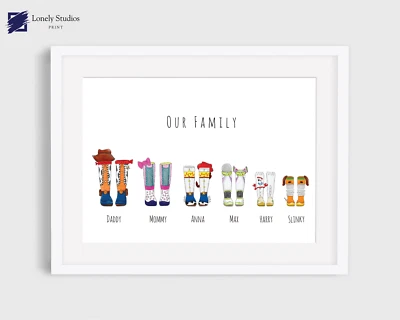 LONELY STUDIOS PRINTS Personalised family welly print, gift for family home decor wall art