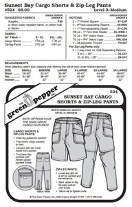 Adult’s Sunset Bay Cargo Shorts & Zip Leg Pants #524 Sewing Pattern Only - Picture 1 of 1