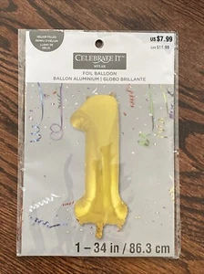 Large 34" Gold Foil Number 1 Balloon - Picture 1 of 2