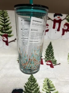 New NWT Starbucks Tumbler To Go Cup with Lid Straw Clear Glass Orange Green 18oz - Picture 1 of 6