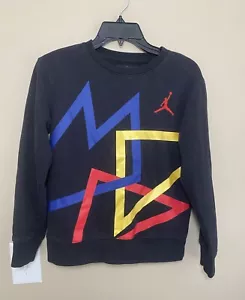Jordan Sweater Youth Black Medium 10/12 Basketball Pull Over Embroidered - Picture 1 of 3