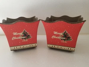 Christmas Square 5.5" x 5" Planter Box or Card Holder Set of 2 - Picture 1 of 5